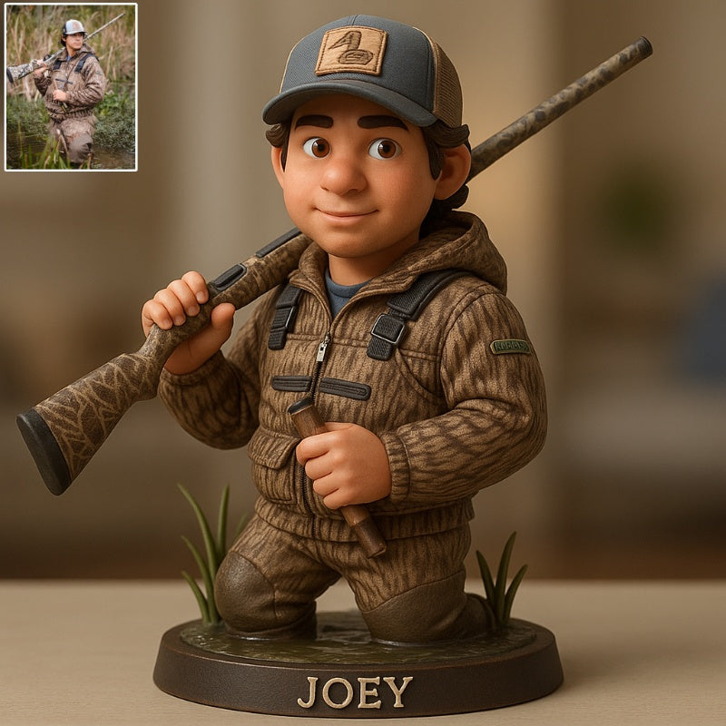 Personalized Deer Hunting Photo Cartoon Style Plaque