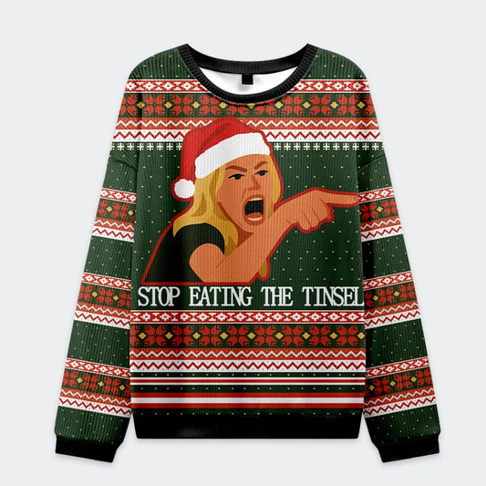 Stop Eating The Tinsel Cat Couple Christmas Ugly Sweatshirt