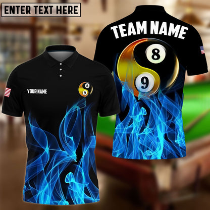 Billiards Ball 8&9 Heavenly Flame Personalized Name, Team Name Unisex Shirt