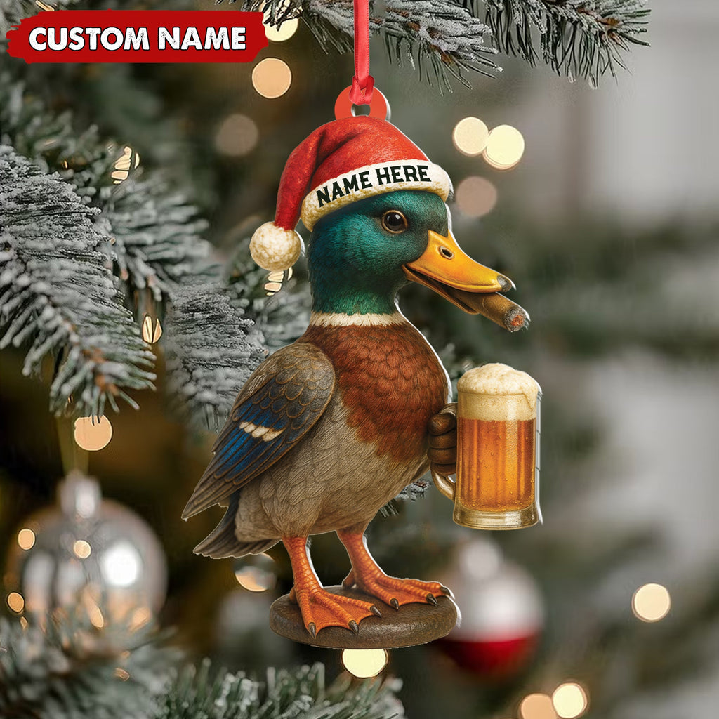 Personalized Mallard Duck Christmas Acrylic Ornament Custom Name Holiday Decor for Hunters & Nature Lovers