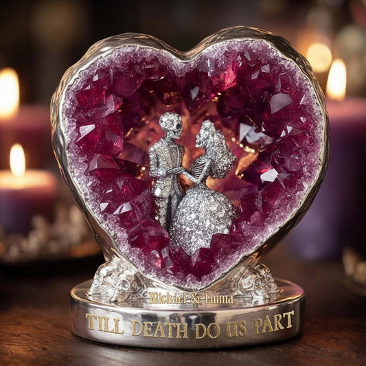 Geode Heart Wedding Skeletons Keepsake – Customized Names & Vow Engraving