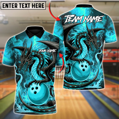 Bowling And Pins Hellfire Dragon Customized Name, Team Name 3D Shirt (4 Colors)