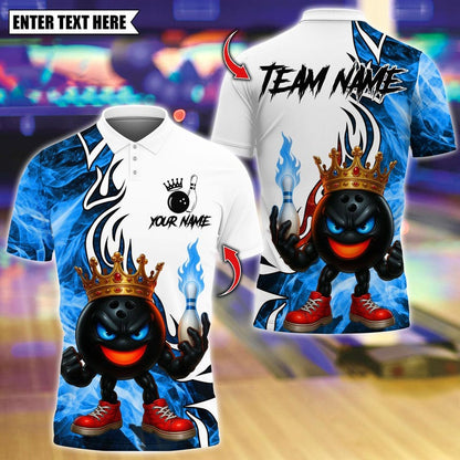 Custom Bowling Shirt King Flame Ball Polo, Personalized Bowling Polo for Men & Women, Personalized Name Team 3D Shirt, Gift For Man
