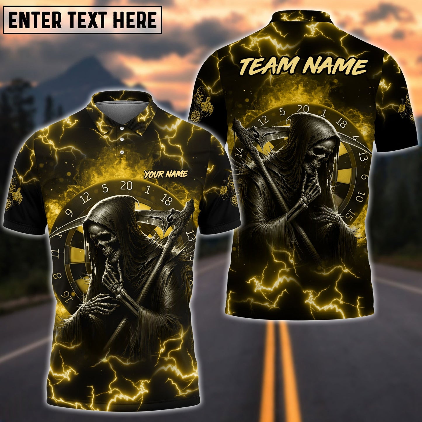 Darts Skull Fire Personalized Name, Team Name Shirt