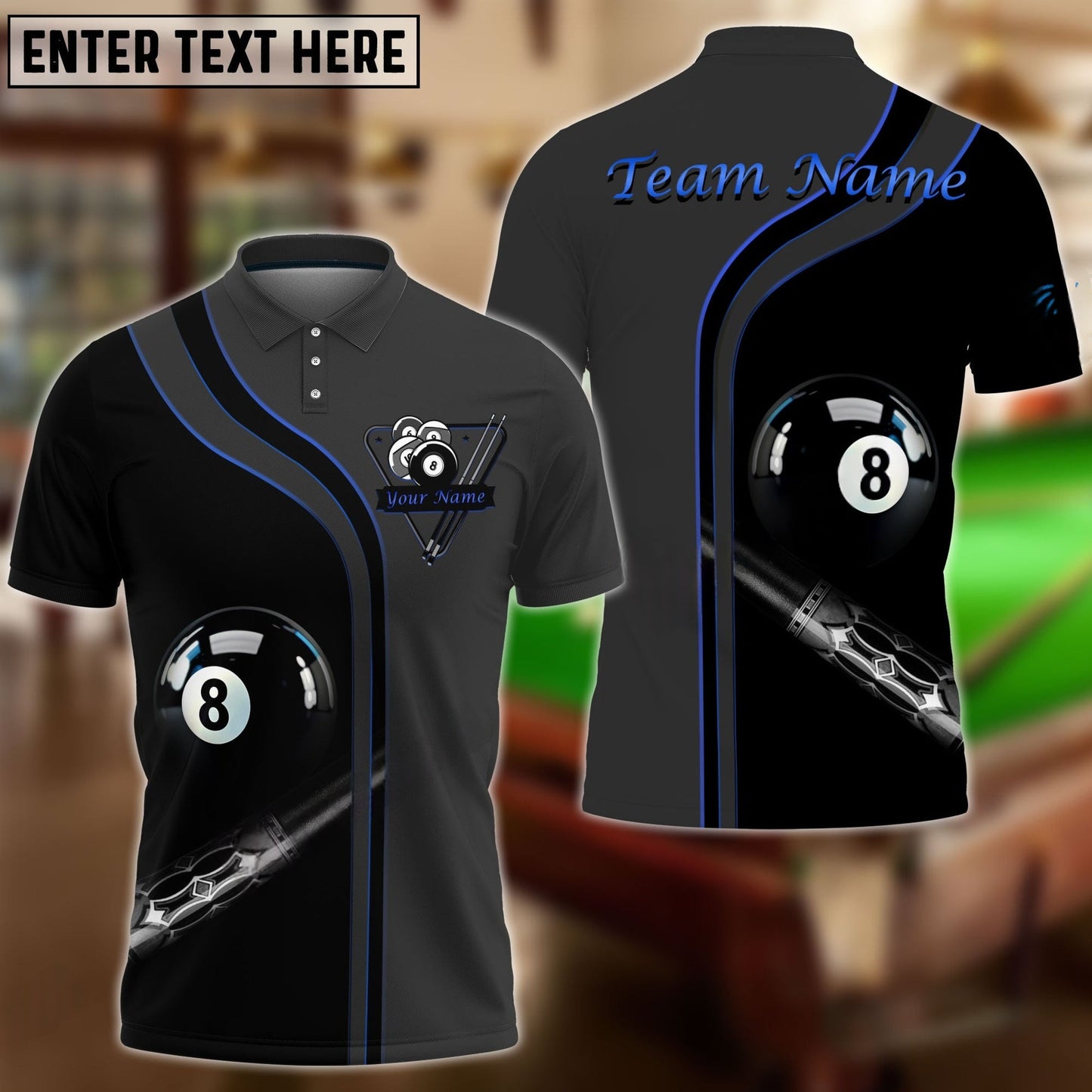 Billiards Ball 8 Deep Fantasy Personalized Name, Team Name Unisex Shirt