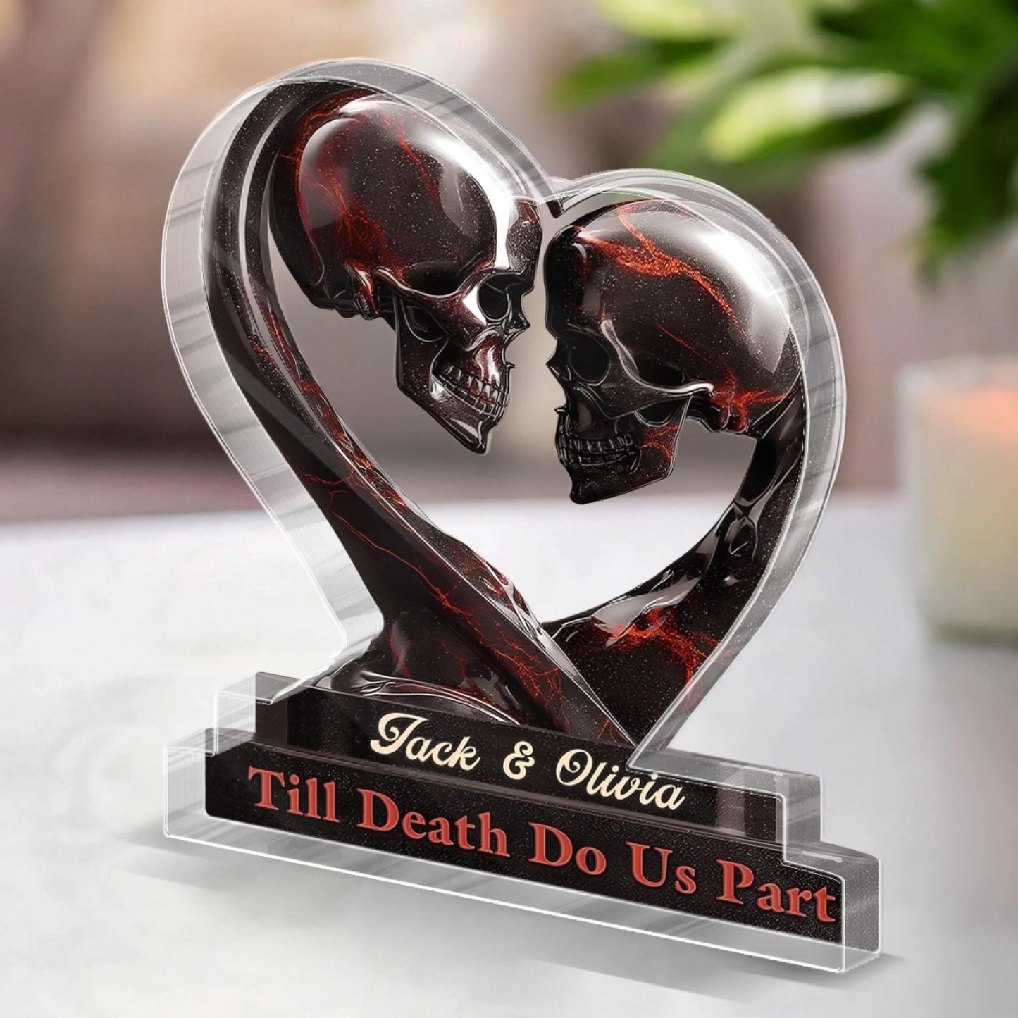 Custom Acrylic Plaque - Personalized Anniversary Wedding Gifts For Husband And Wife, Him And Her - Love Outlasts Time