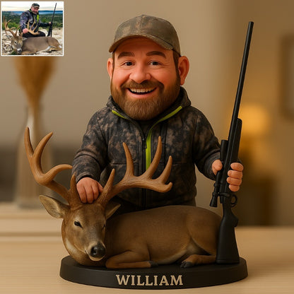 Personalized Deer Hunting Photo Cartoon Style Plaque