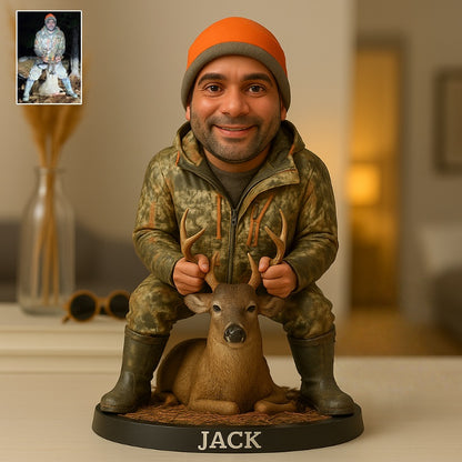 Personalized Deer Hunting Photo Cartoon Style Plaque