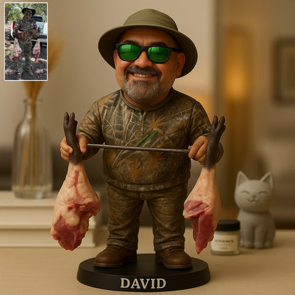 Personalized Deer Hunting Photo Cartoon Style Plaque
