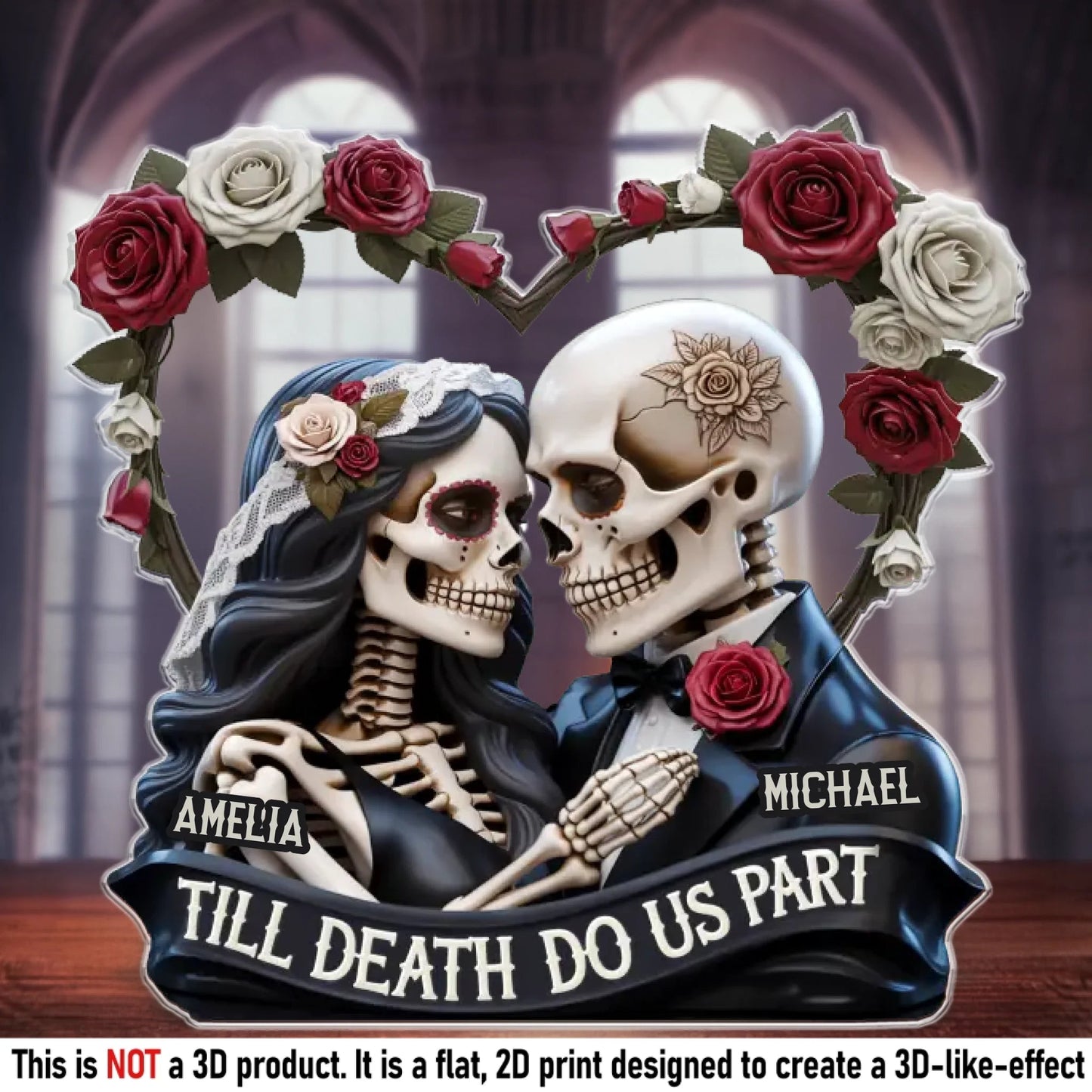 Custom Gothic Skeleton Acrylic Plaque - Personalized Anniversary Wedding Gifts For Husband And Wife, Him And Her - Till Death, Still Gothic
