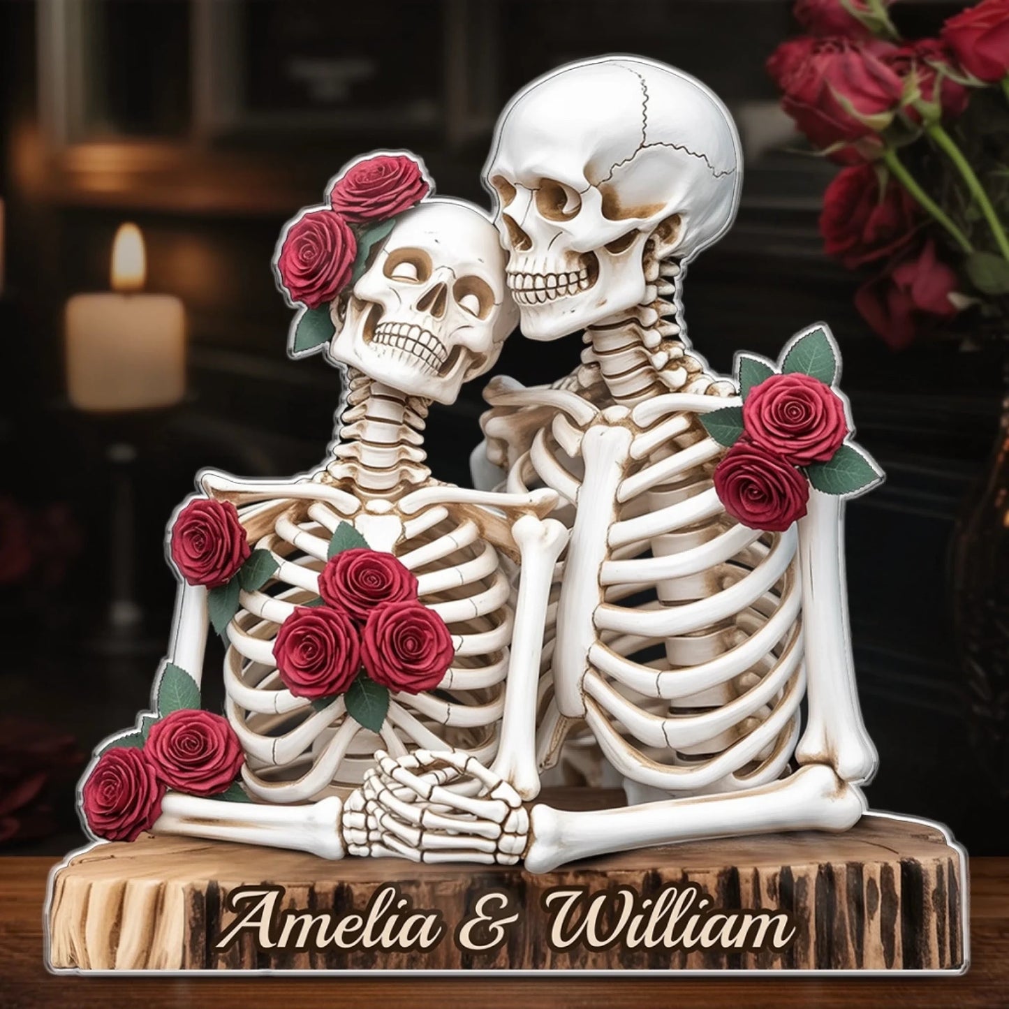 Custom Gothic Skeleton Acrylic Plaque - Personalized Anniversary Wedding Gifts For Husband And Wife, Him And Her - Skeleton Love, Bone To Last