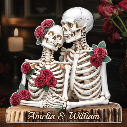 Custom Gothic Skeleton Acrylic Plaque - Personalized Anniversary Wedding Gifts For Husband And Wife, Him And Her - Skeleton Love, Bone To Last