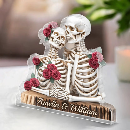Custom Gothic Skeleton Acrylic Plaque - Personalized Anniversary Wedding Gifts For Husband And Wife, Him And Her - Skeleton Love, Bone To Last