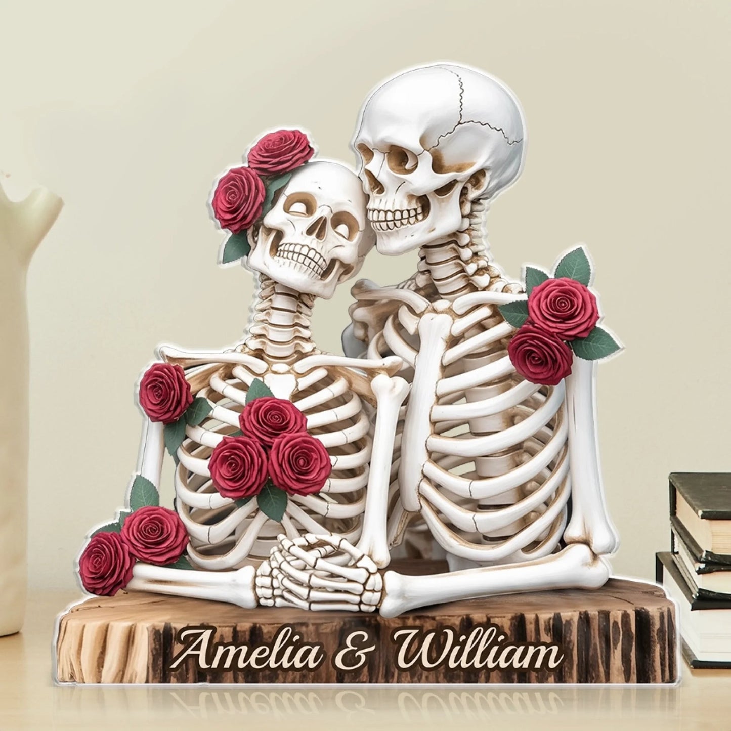 Custom Gothic Skeleton Acrylic Plaque - Personalized Anniversary Wedding Gifts For Husband And Wife, Him And Her - Skeleton Love, Bone To Last