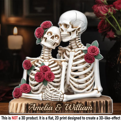 Custom Gothic Skeleton Acrylic Plaque - Personalized Anniversary Wedding Gifts For Husband And Wife, Him And Her - Skeleton Love, Bone To Last