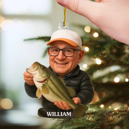 Custom Photo Acrylic Ornament - Personalized Christmas Birthday Fishing Gifts For Fisherman - Hooked On Happiness