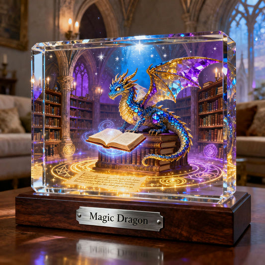 Personalized Magic Library Dragon Theme Crystal