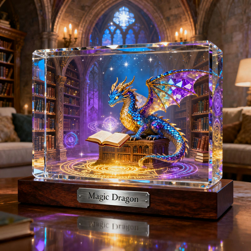 Personalized Magic Library Dragon Theme Crystal