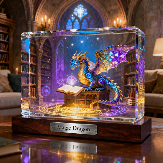 Personalized Magic Library Dragon Theme Crystal