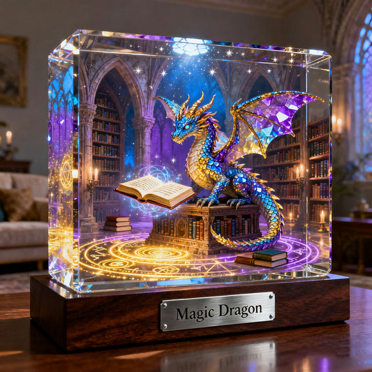 Personalized Magic Library Dragon Theme Crystal