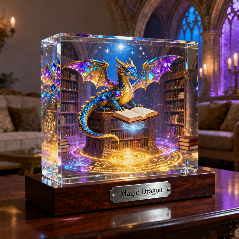 Personalized Magic Library Dragon Theme Crystal