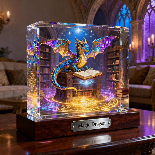 Personalized Magic Library Dragon Theme Crystal