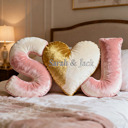 Personalized Couple's initials shaped pillow