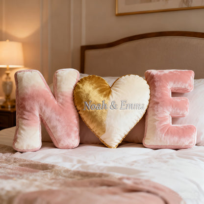 Personalized Couple's initials shaped pillow