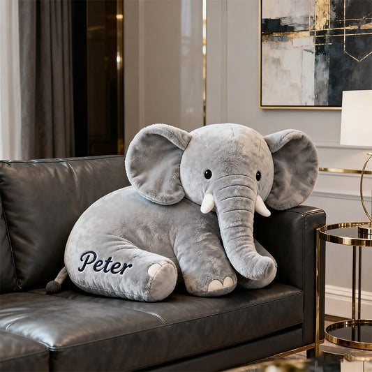 Personalized elephant-themed companion pillow