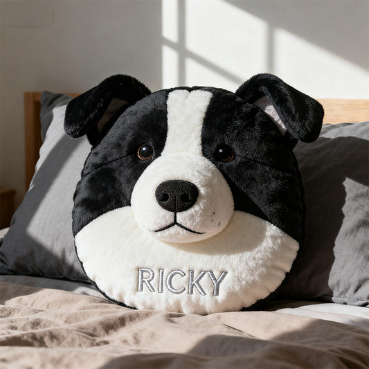Personalized border collie big head shaped pillow