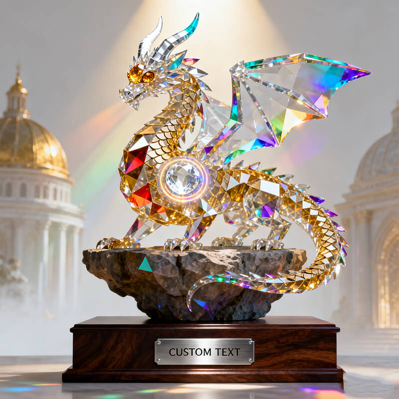 Personalized stained glass dragon of light theme