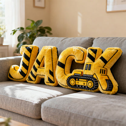 Personalized construction truck name pillow