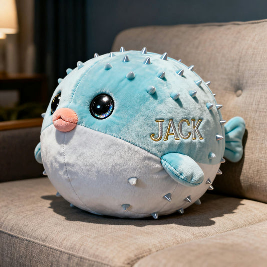 Personalized pufferfish-themed pillow