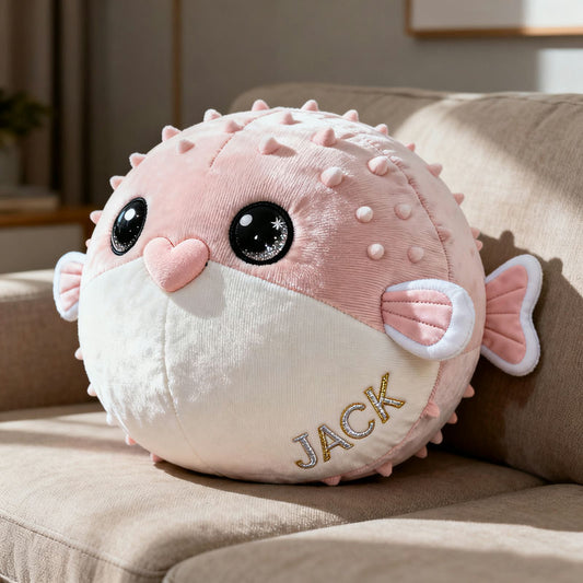 Personalized pufferfish-themed pillow