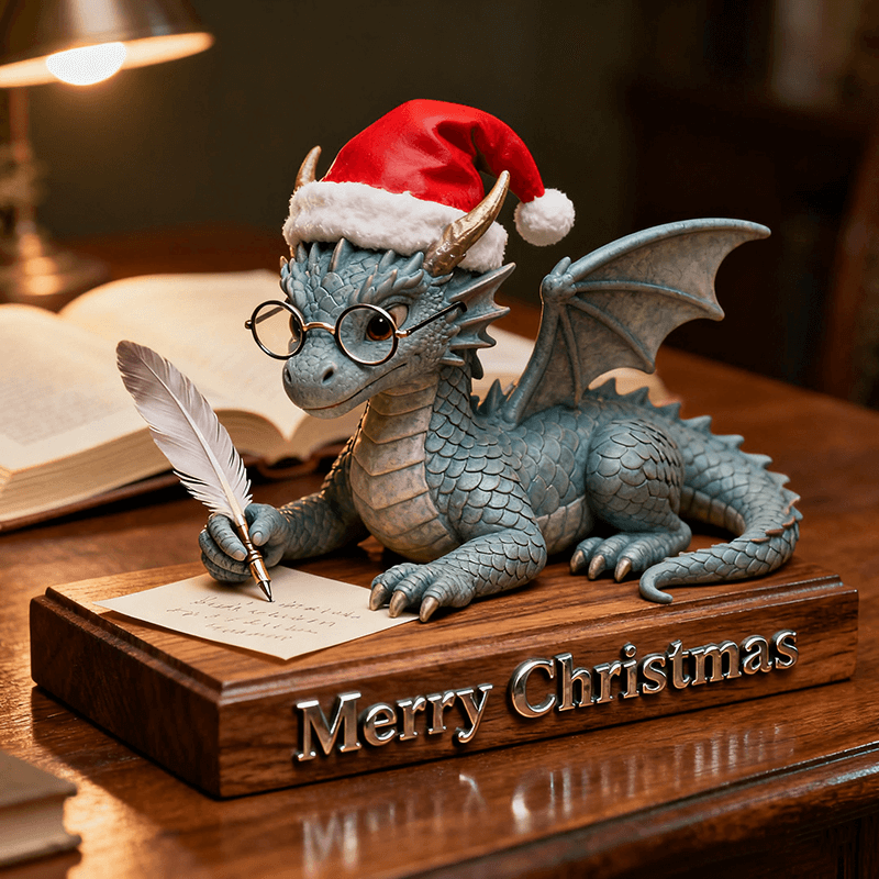 Personalized Christmas card themed dragon