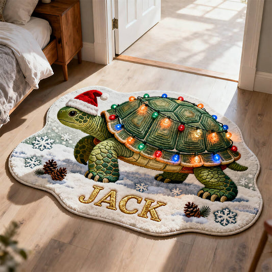 Personalized christmas turtle themed rug