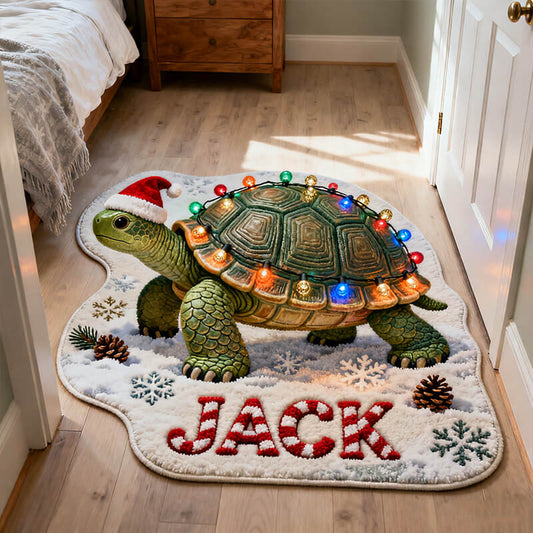 Personalized christmas turtle themed rug
