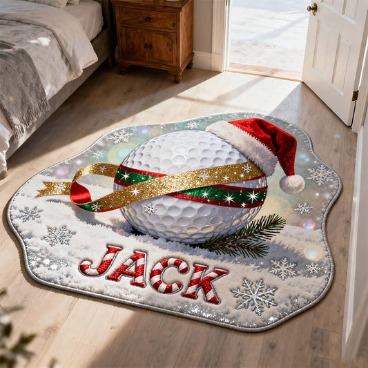 Personalized christmas golf themed rug