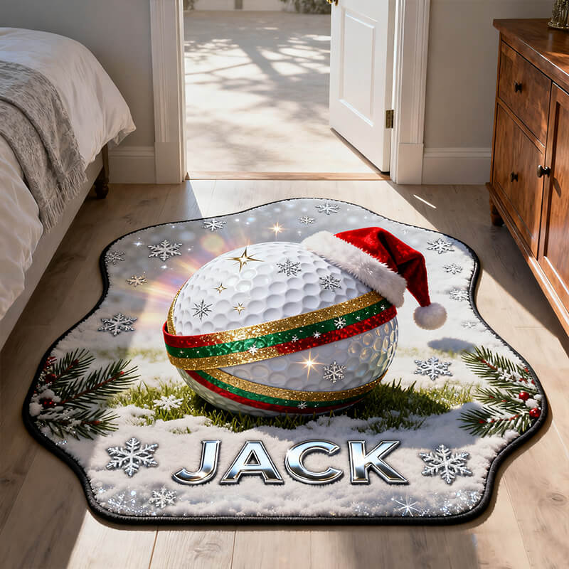 Personalized christmas golf themed rug