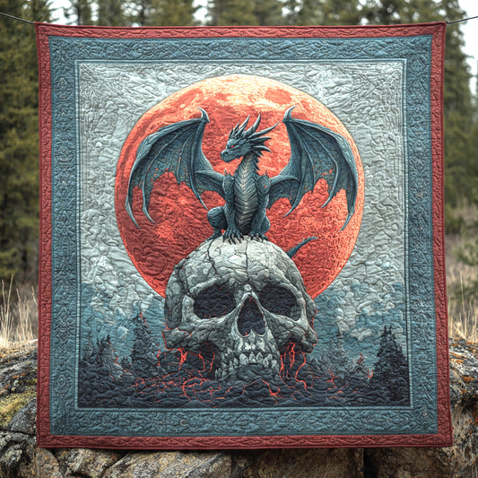 Ember Moon Skull Sentinel — Dragon Art Quilt