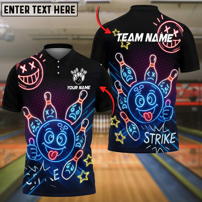 Bowling Neon Bowling Ball Strike Funny Customized Name, Team Name 3D Shirt (4 Colors)
