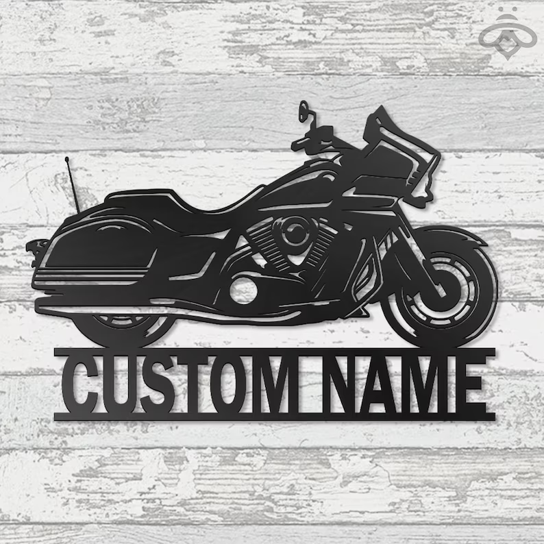 Custom Victory Bikes Metal Wall Art-Personalized Motorcycle Garage Name Sign