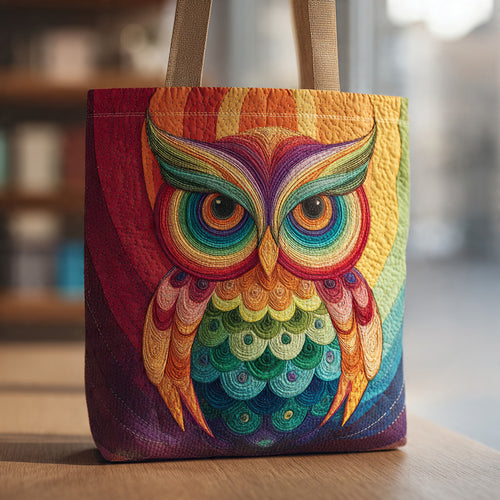 Vivid Rainbow Owl Quilted Tote Bag – Art Stitch