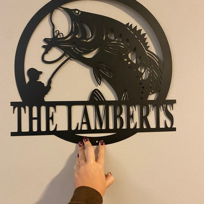 🔥Personalized Steel Bass Fisherman Sign