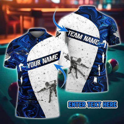 Billiard Playing White Pattern Multicolor Options Personalized Name, Team Name 3D Shirt