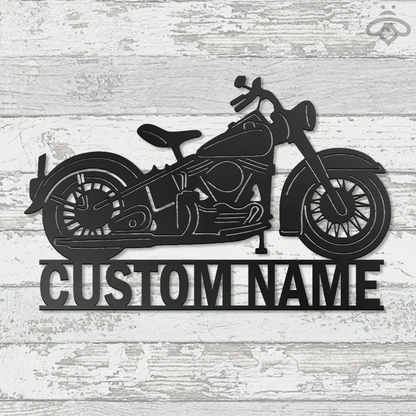Custom Motorcycle Metal Wall Art, Personalized Motorcycle Garage Name Sign
