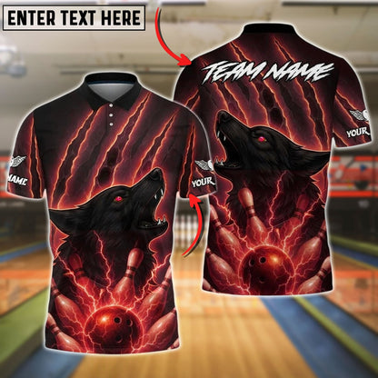 Bowling And Pins Lightning Wolf Strike Customized Name, Team Name 3D Shirt (4 Colors)