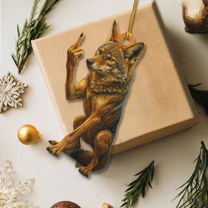 Personalized Funny Coyote Fukin' Finger Hunting Acrylic Christmas Ornament - Custom Gift for Hunters