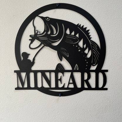 🔥Personalized Steel Bass Fisherman Sign