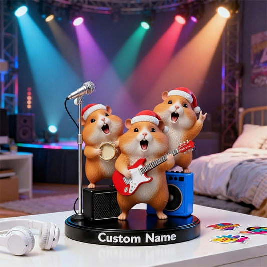 🐹 Custom Singing Hamster Band Figurine – Personalized Funny Music Lover Statue Gift